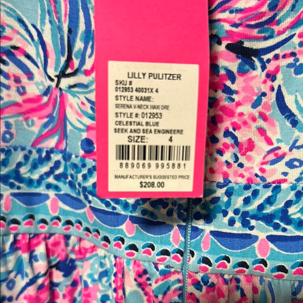 Lilly Pulitzer Blue and Pink Floral Maxi Dress-NWT - Picture 2 of 12